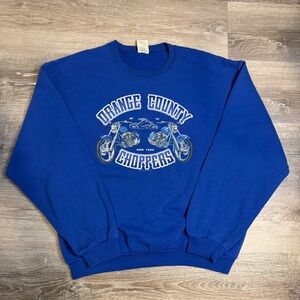 Y2K Orange County Choppers Sweatshirt Mens Medium Blue Jerzees Graphic Crew